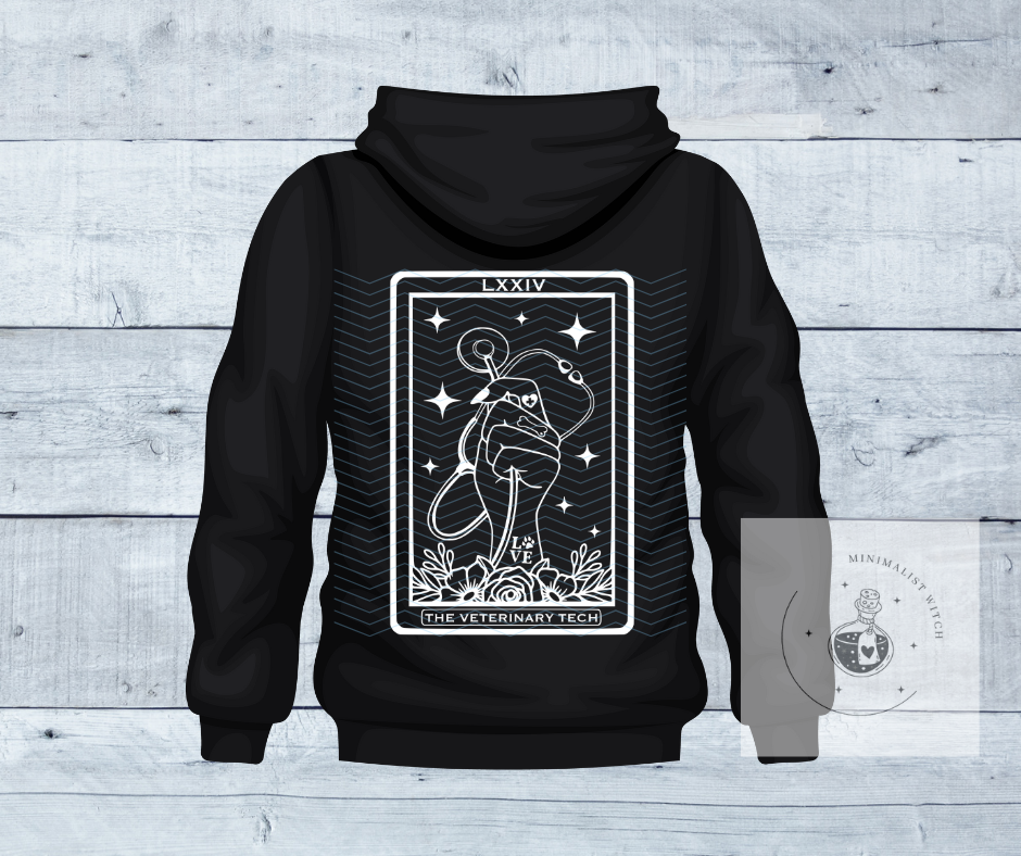 Veterinary Profession Tarot Card Hoodie - Unique Design for Veterinarians, Techs, and Receptionists