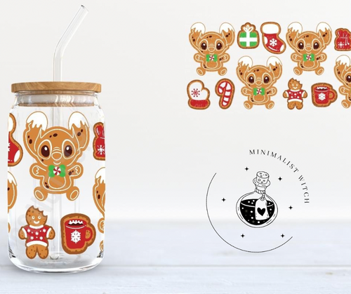 Christmas Glass Tumbler with Gingerbread