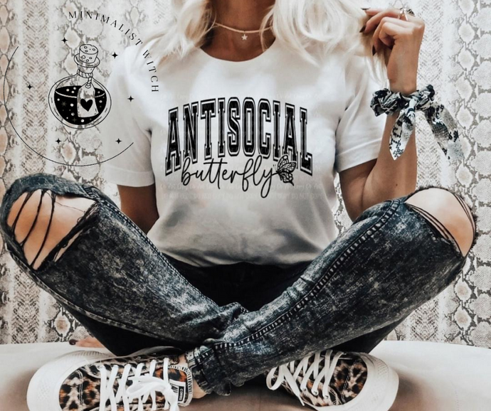 Antisocial Butterfly T-Shirt - Embrace Your Unique Style - Fun and Quirky Apparel