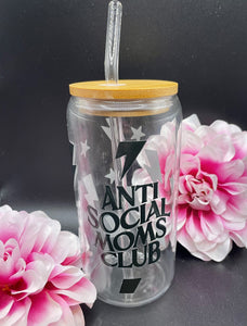 Anti Social Moms Club 16oz Glass Tumbler