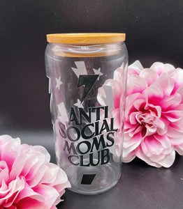 Anti Social Moms Club 16oz Glass Tumbler